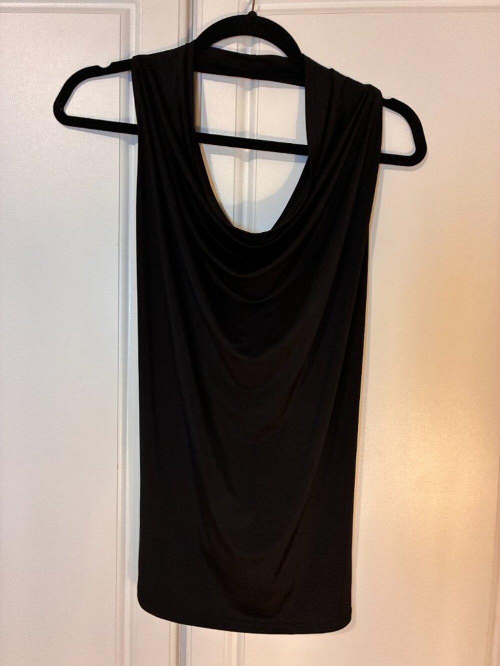 Women's Casual Black Halter Neck Draped Front Sexy Backless Tank Top (S) - Picture 5 of 6